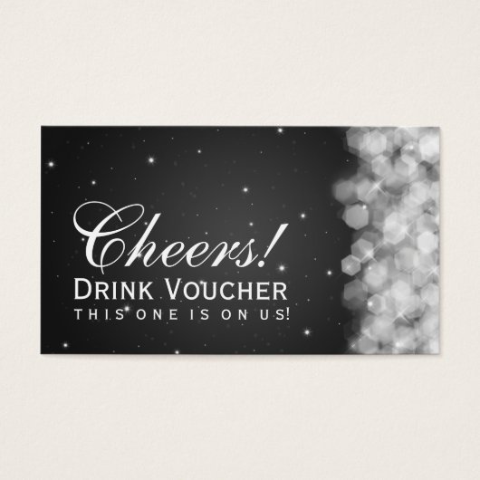Elegante Drink Voucher Party Sparkle Black Visitekaartje (Voorkant)