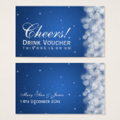 Elegante Drink Voucher Party Sparkle Blue Visitekaartje (Voorkant /achterkant)
