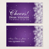 Elegante Drink Voucher Party Sparkle Paarse Visitekaartjes (Voorkant /achterkant)