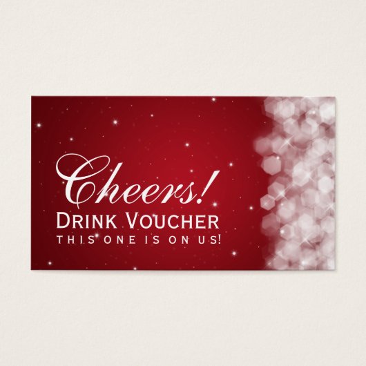 Elegante Drink Voucher Party Sparkle Red Visitekaartjes (Voorkant)