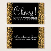 Elegante Drink Voucher Party Sparkles Gold Visitekaartje (Voorkant /achterkant)