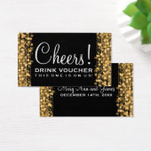 Elegante Drink Voucher Party Sparkles Gold Visitekaartje (Bureau)