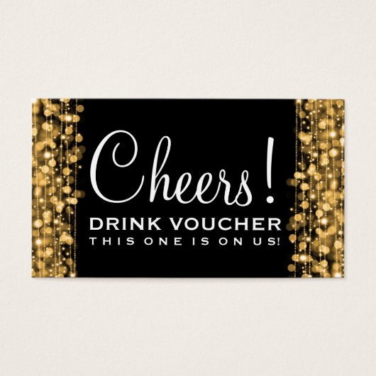Elegante Drink Voucher Party Sparkles Gold Visitekaartje (Voorkant)