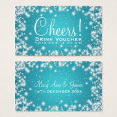 Elegante Drink Voucher Party Winter Sparkle Blue Visitekaartje (Voorkant /achterkant)