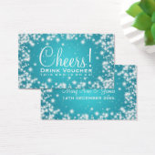 Elegante Drink Voucher Party Winter Sparkle Blue Visitekaartje (Bureau)