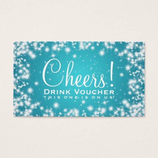 Elegante Drink Voucher Party Winter Sparkle Blue Visitekaartje (Voorkant)