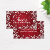 Elegante Drink Voucher Party Winter Sparkle Red Visitekaartjes (Bureau)