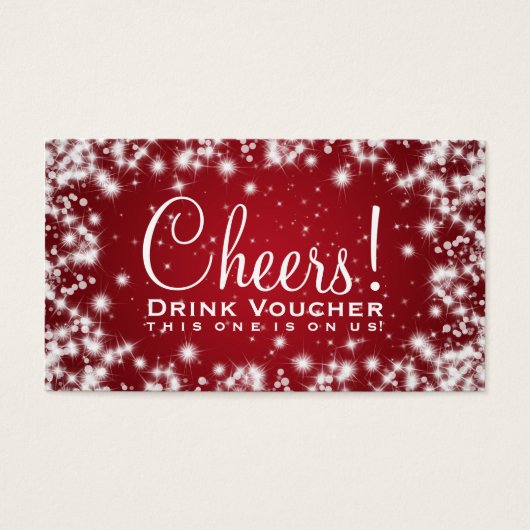 Elegante Drink Voucher Party Winter Sparkle Red Visitekaartjes (Voorkant)