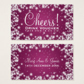 Elegante Drink Voucher Party Winter Sparkle Roze Visitekaartjes (Voorkant /achterkant)