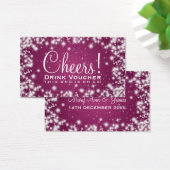 Elegante Drink Voucher Party Winter Sparkle Roze Visitekaartjes (Bureau)