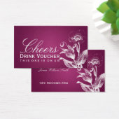 Elegante Drink Voucher Poppy Pink Berry Visitekaartje (Bureau)