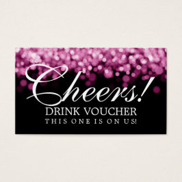Elegante Drink Voucher Roze Lichten Visitekaartje