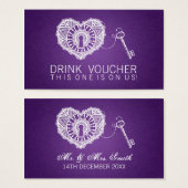 Elegante Drink Voucher Sleutel Naar Mijn Hart Paar Visitekaartje (Voorkant /achterkant)