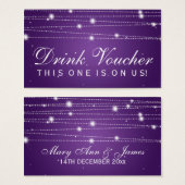 Elegante Drink Voucher Sparkling Lines Paarse Visitekaartje (Voorkant /achterkant)