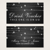 Elegante Drink Voucher Sparkling Lines Zwart Visitekaartje (Voorkant /achterkant)