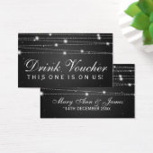 Elegante Drink Voucher Sparkling Lines Zwart Visitekaartje (Bureau)
