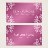Elegante Drink Voucher  Swirls 2 Roze Visitekaartje (Voorkant /achterkant)