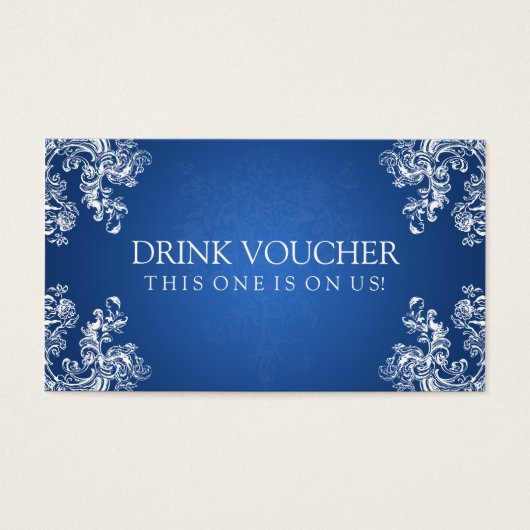 Elegante Drink Voucher  Swirls 2 Saffier Visitekaartje (Voorkant)