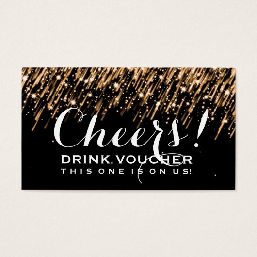 Elegante Drink Voucher Vallende Sterren Goud Visitekaartjes (Voorkant)