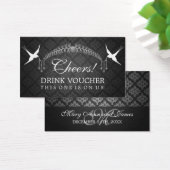 Elegante Drink Voucher Vogels Monogram Zwart Visitekaartjes (Bureau)