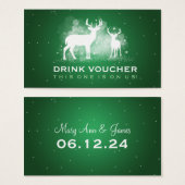 Elegante Drink Voucher Winter Herten Sparkle Green Visitekaartjes (Voorkant /achterkant)