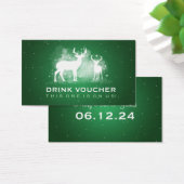 Elegante Drink Voucher Winter Herten Sparkle Green Visitekaartjes (Bureau)