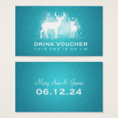 Elegante Drink Voucher Winter Herten Sparkle Turqu Visitekaartje (Voorkant /achterkant)