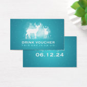 Elegante Drink Voucher Winter Herten Sparkle Turqu Visitekaartje (Bureau)