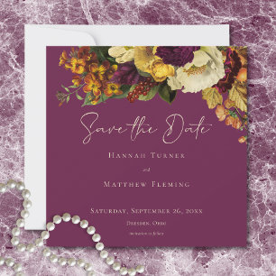 Elegante droevige sieraden vintage bloemrijke wijn save the date