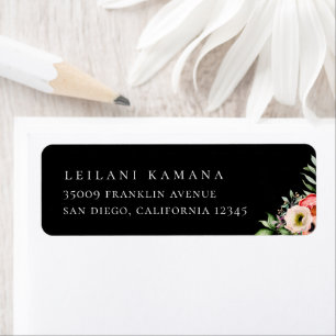 Elegante droevige waterverf bloemen etiket