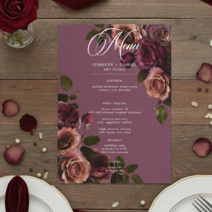 Elegante droevige zachte roest & bordeauxkleurige menu