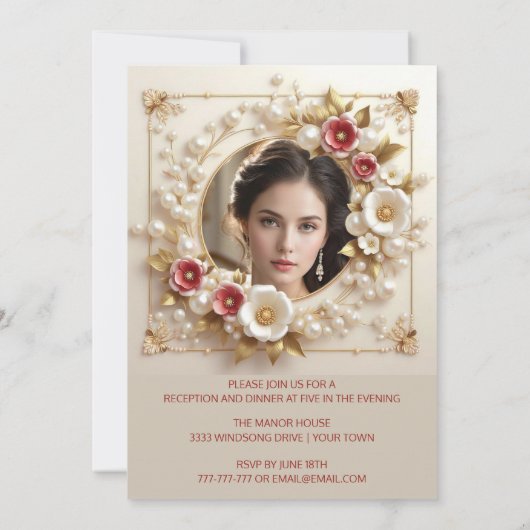 Elegante Dromerige Bloemen Quinceañera Uitnodiging (Achterkant)