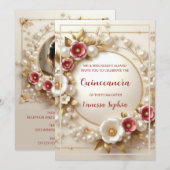 Elegante Dromerige Bloemen Quinceañera Uitnodiging (Voorkant / Achterkant)