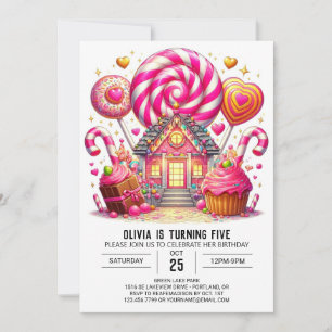 Elegante Dromerige Candyland Digitale Verjaardag Kaart