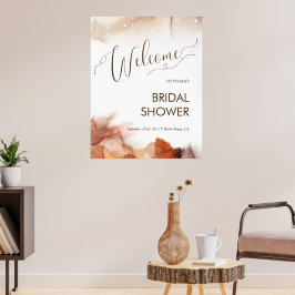 Elegante Dromerige Oranje Inkt Bruiloft Feest Welk Poster