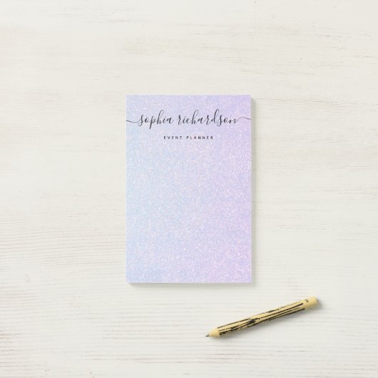 Elegante dromerige pastel | Glam Blue en Pink Post-it® Notes (Op bureau)