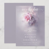 Elegante Dromerige Roze Roos op Dusty Lila Kaart (Voorkant / Achterkant)