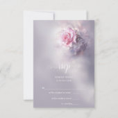 Elegante Dromerige Roze Roos op Dusty Lila RSVP Kaartje (Voorkant)