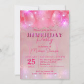 Elegante dromerige sparkly roze ballon verjaardags kaart (Voorkant)