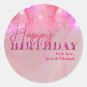 Elegante dromerige sparkly roze ballonnen Verjaard Ronde Sticker (Voorkant)
