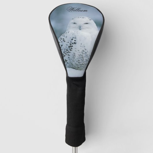 Elegante dromerige witte sneeuw uil gepersonalisee golfheadcover (Voorkant)