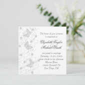 Elegante droom Grijze Vlinder Bruiloft Uitnodigen Kaart (Staand voorkant)