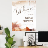 Elegante droom Oranje Inkt Bruiloft Feest Welkom Poster (Thuiskantoor)