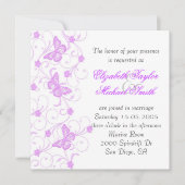 Elegante droom Paarse vlinder bruiloft uitnodigen Kaart (Voorkant)