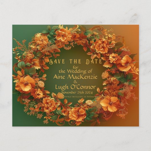 Elegante Druïd Hill Herfst Bloemen Save the Date (Voorkant)