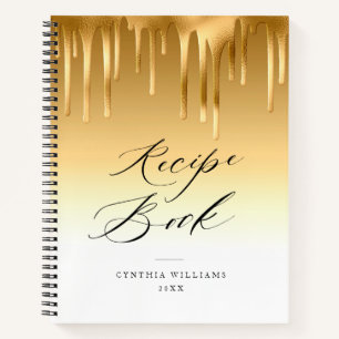 Elegante druipende gouden folie Receptenboek Notitieboek