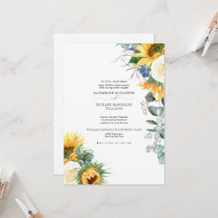 Elegante druipende zonnebloemen bloemige trouwdag kaart