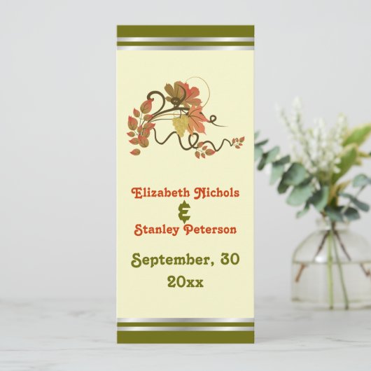 Elegante druiven en bladeren bruiloft programma ka programmakaart (Staand voorkant)