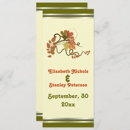 Elegante druiven en bladeren bruiloft programma ka programmakaart (Voorkant / Achterkant)