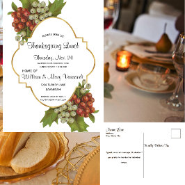 Elegante Druiven & Gouden Thanksgiving Folie Post  Folie Feestdagen Briefkaart